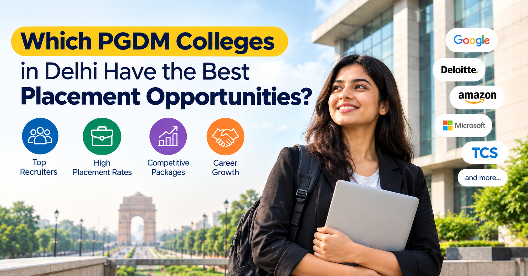 PGDM colleges in Delhi with strong placement opportunities, top recruiters, high placement rates, competitive packages, and career growth.
