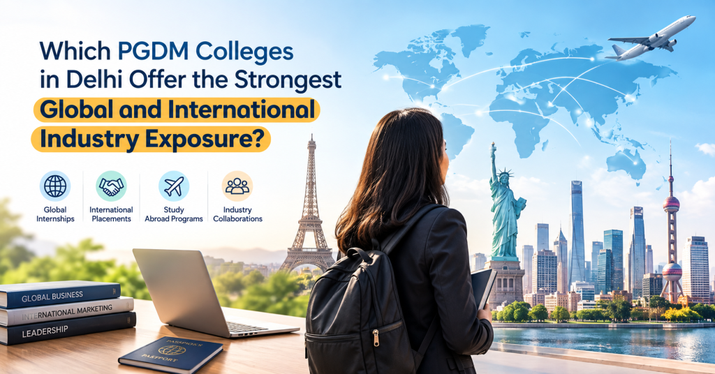 PGDM students exploring global industry exposure through international internships, placements, study abroad programs, and global business opportunities.