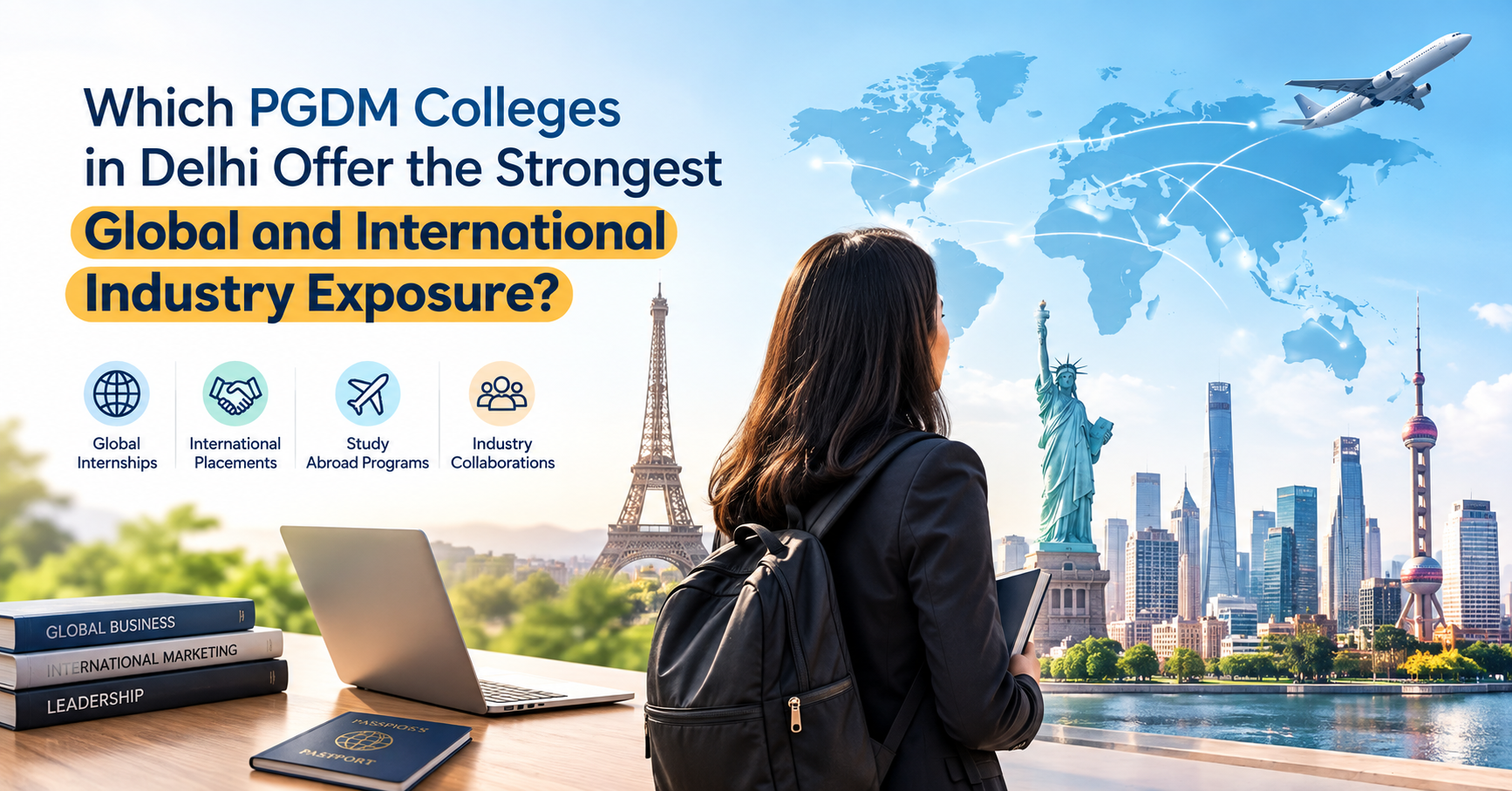 PGDM students exploring global industry exposure through international internships, placements, study abroad programs, and global business opportunities.