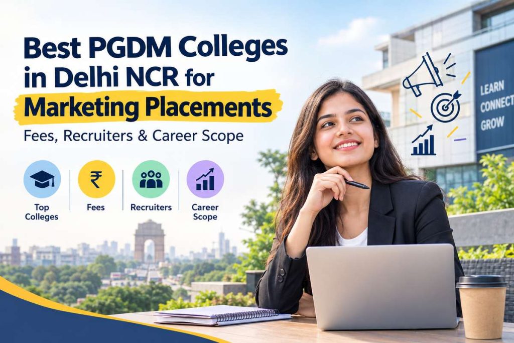Best PGDM colleges in Delhi NCR for marketing placements, featuring fees, recruiters, and career opportunities.